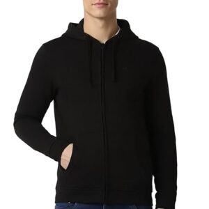 peter england men cotton blend hooded neck sweatshirt