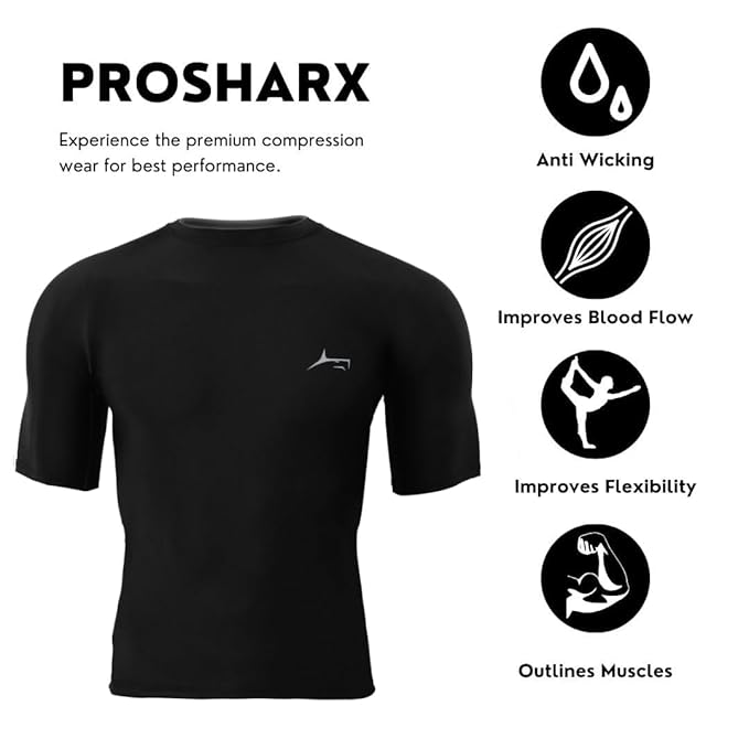 prosharx half sleeve compression t shirt men's athletic & sports tights for fitness prosharx half sleeve compression t shirt men's athletic & sports tights for fitness