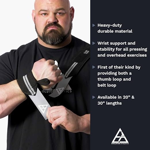 evolution athletics wrist wraps with both thumb and belt loops for weightlifting, powerlifting or strength training train like a pro durable support for a custom fit, 30 inch, black, one pair evolution athletics wrist wraps with both thumb and belt loops for weightlifting, powerlifting or strength training train like a pro durable support for a custom fit, 30 inch, black, one pair