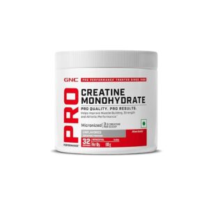 gnc pro performance creatine monohydrate 3000mg creatine per scoop | micronized for faster absorption | boosts energy, muscle volume & performance | gluten free | unflavored | 100gm