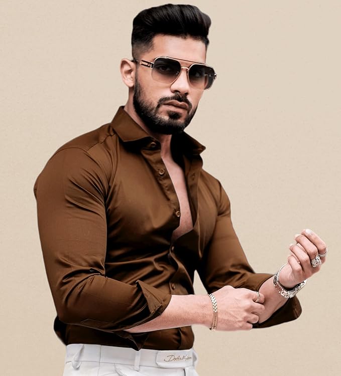 indoprimo men's satin shirt with spread collar neck line solid pattern full sleeves regular fit western style and standard length indoprimo men's satin shirt with spread collar neck line solid pattern full sleeves regular fit western style and standard length