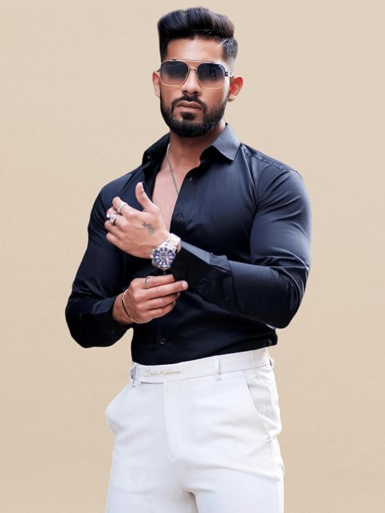 indoprimo men's satin shirt with spread collar neck line solid pattern full sleeves regular fit western style and standard length indoprimo men's satin shirt with spread collar neck line solid pattern full sleeves regular fit western style and standard length